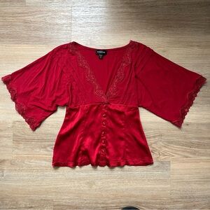 Vintage USA Bebe Red Lace Top